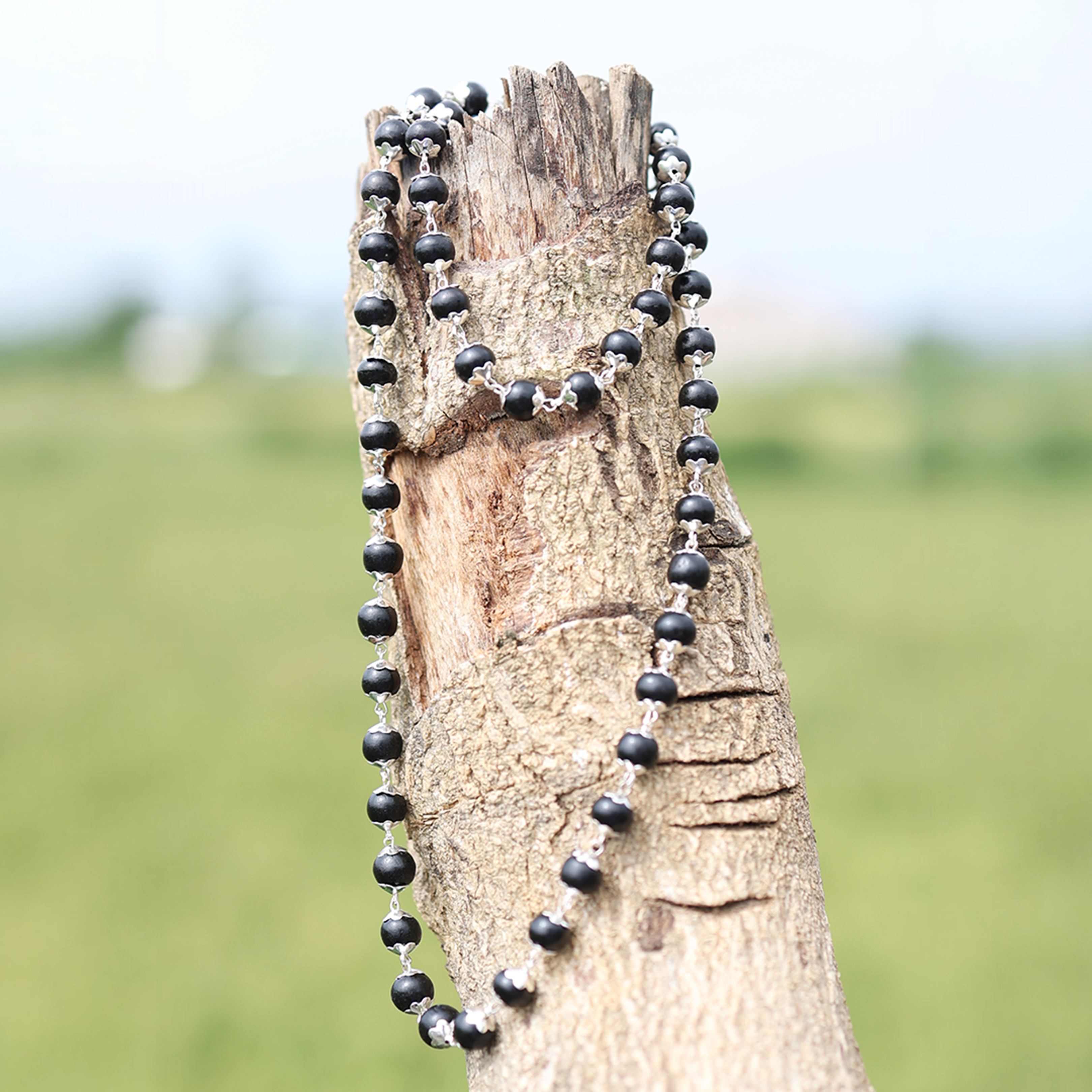 Karungali Mala Silver-Cap