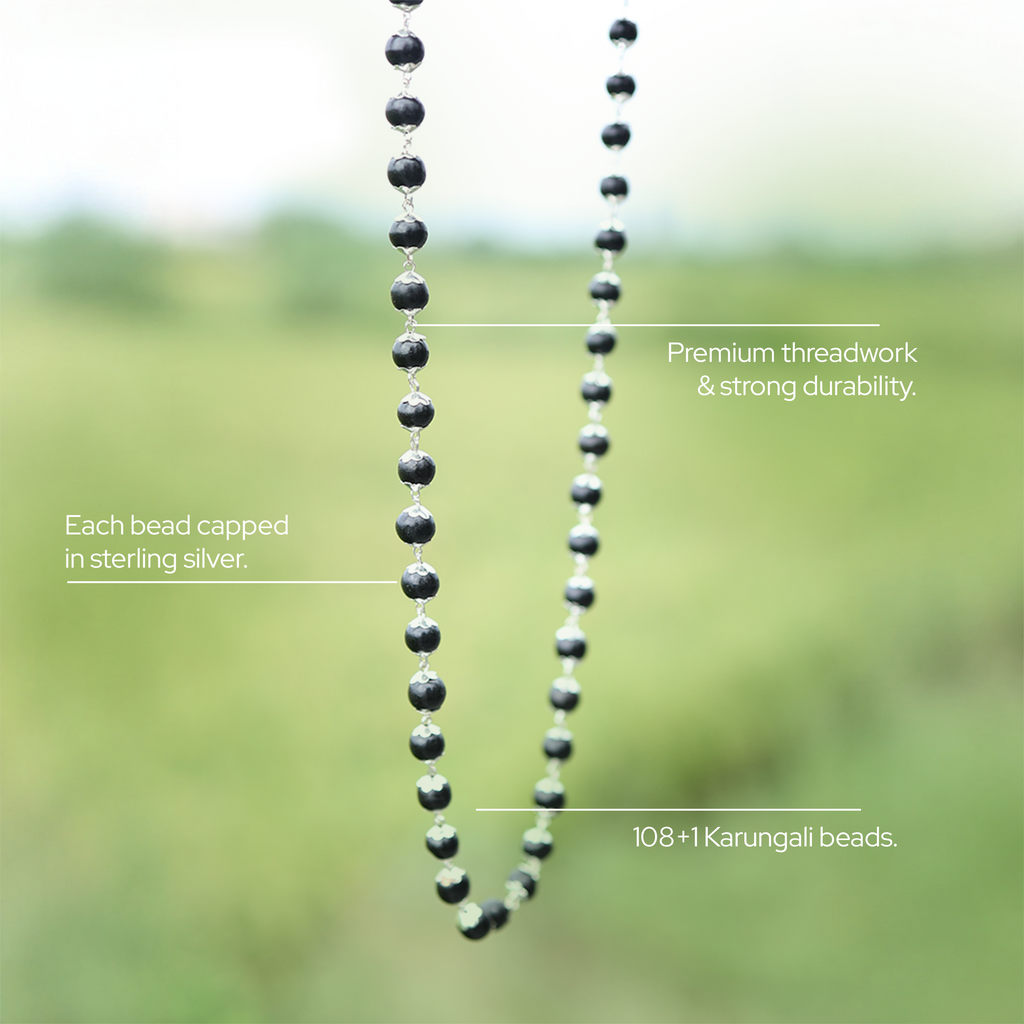 Karungali Mala Silver-Cap