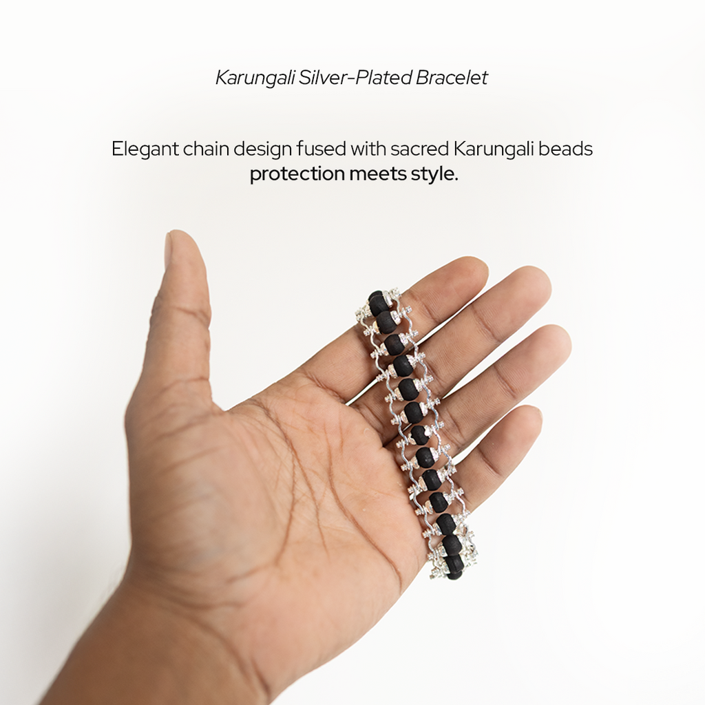Karungali Silver-Plated Chain Bracelet