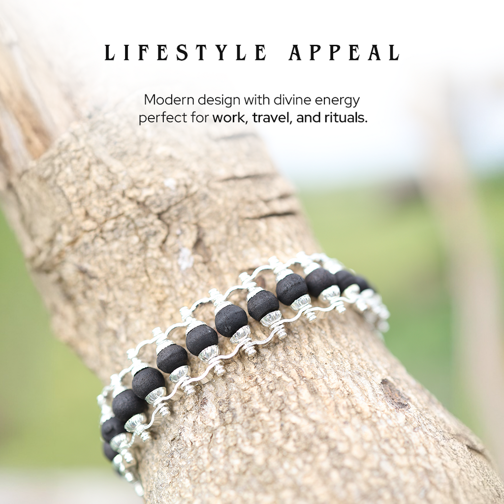 Karungali Silver-Plated Chain Bracelet