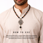 Karungali & Rudraksh Mala Silver-Cap with Trishul Pendant