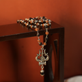 Karungali & Rudraksh Mala Silver-Cap with Trishul Pendant