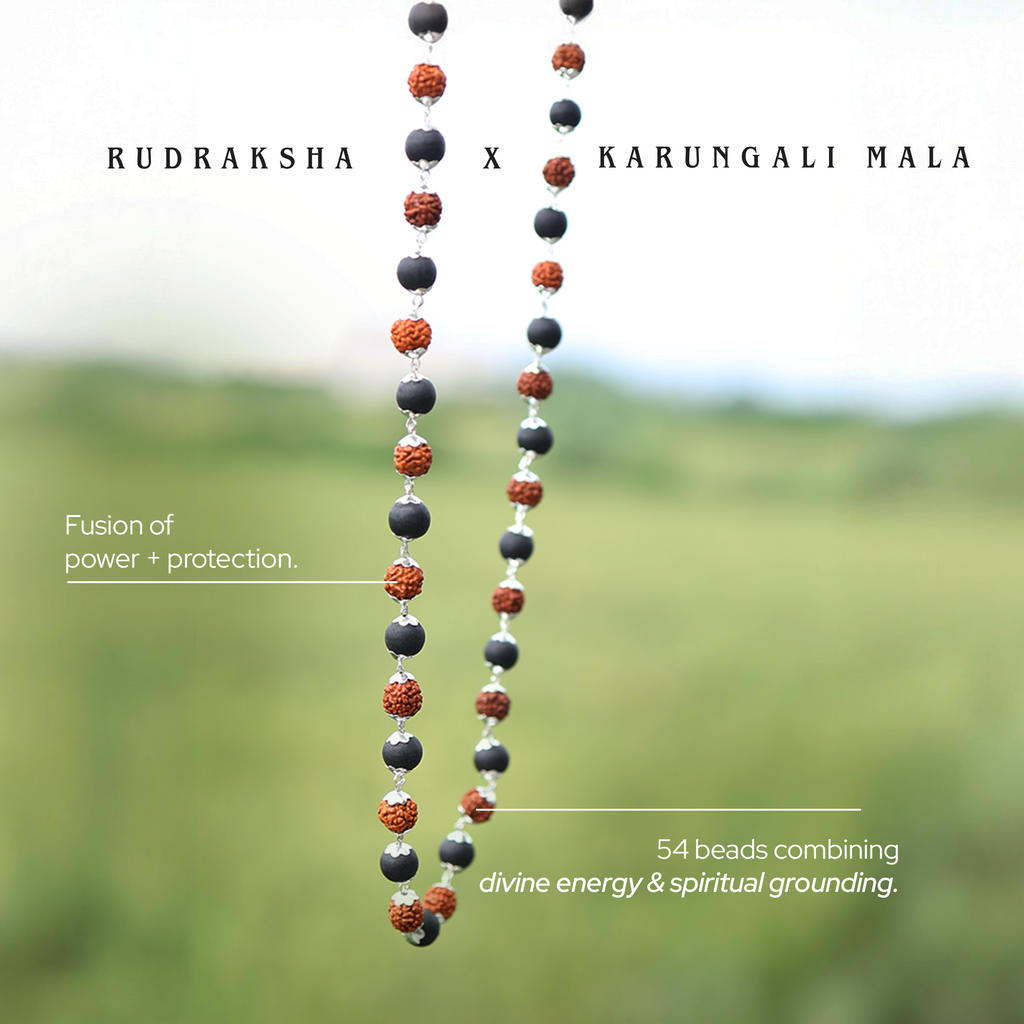 Karungali & Rudraksh Mala Silver-Cap