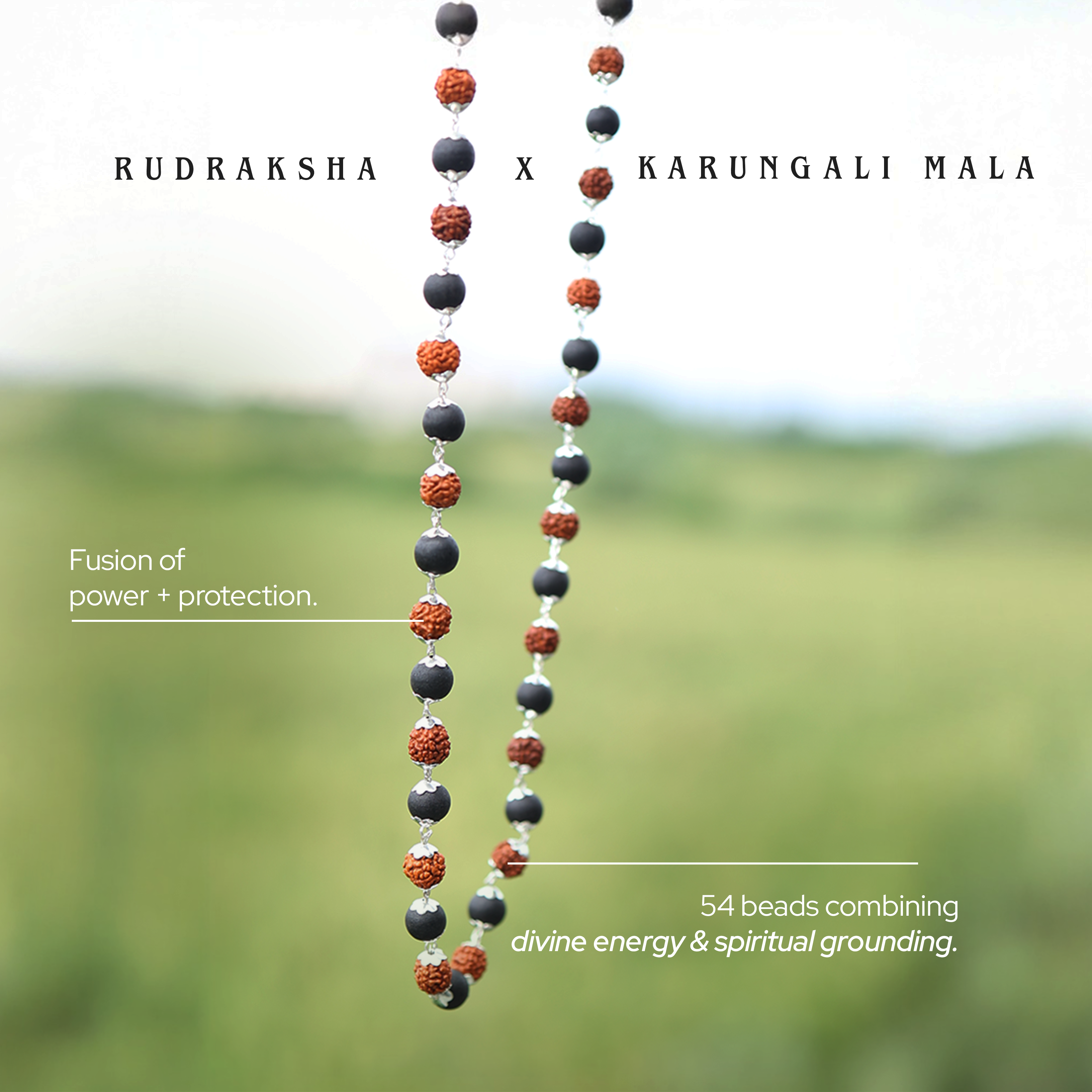 Karungali & Rudraksh Mala Silver-Cap