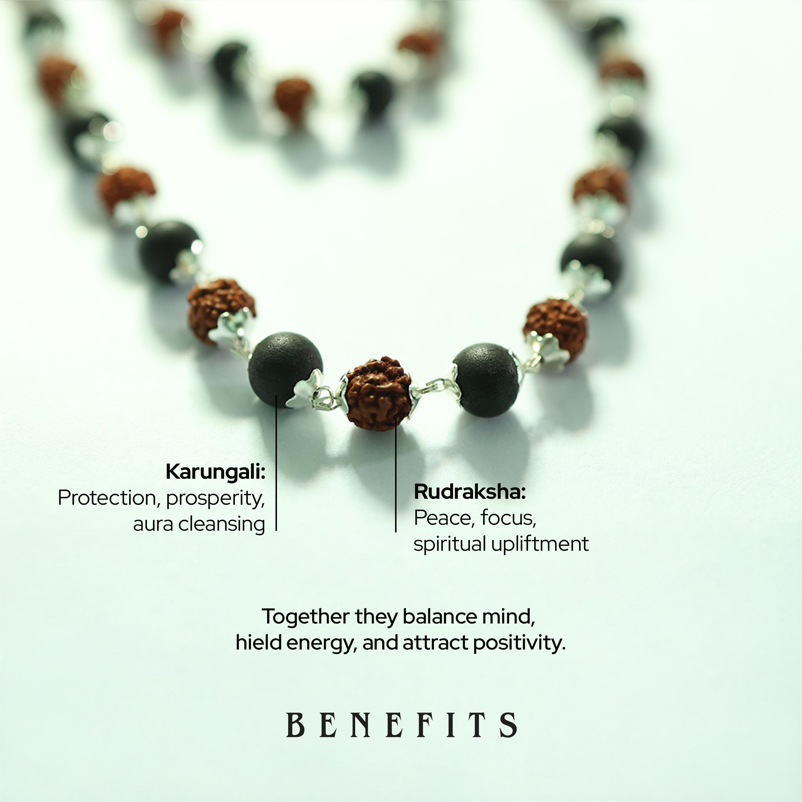 Karungali & Rudraksh Mala Silver-Cap