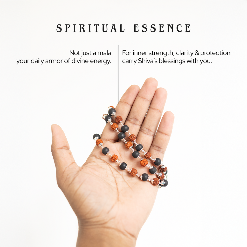 Karungali & Rudraksh Mala Silver-Cap